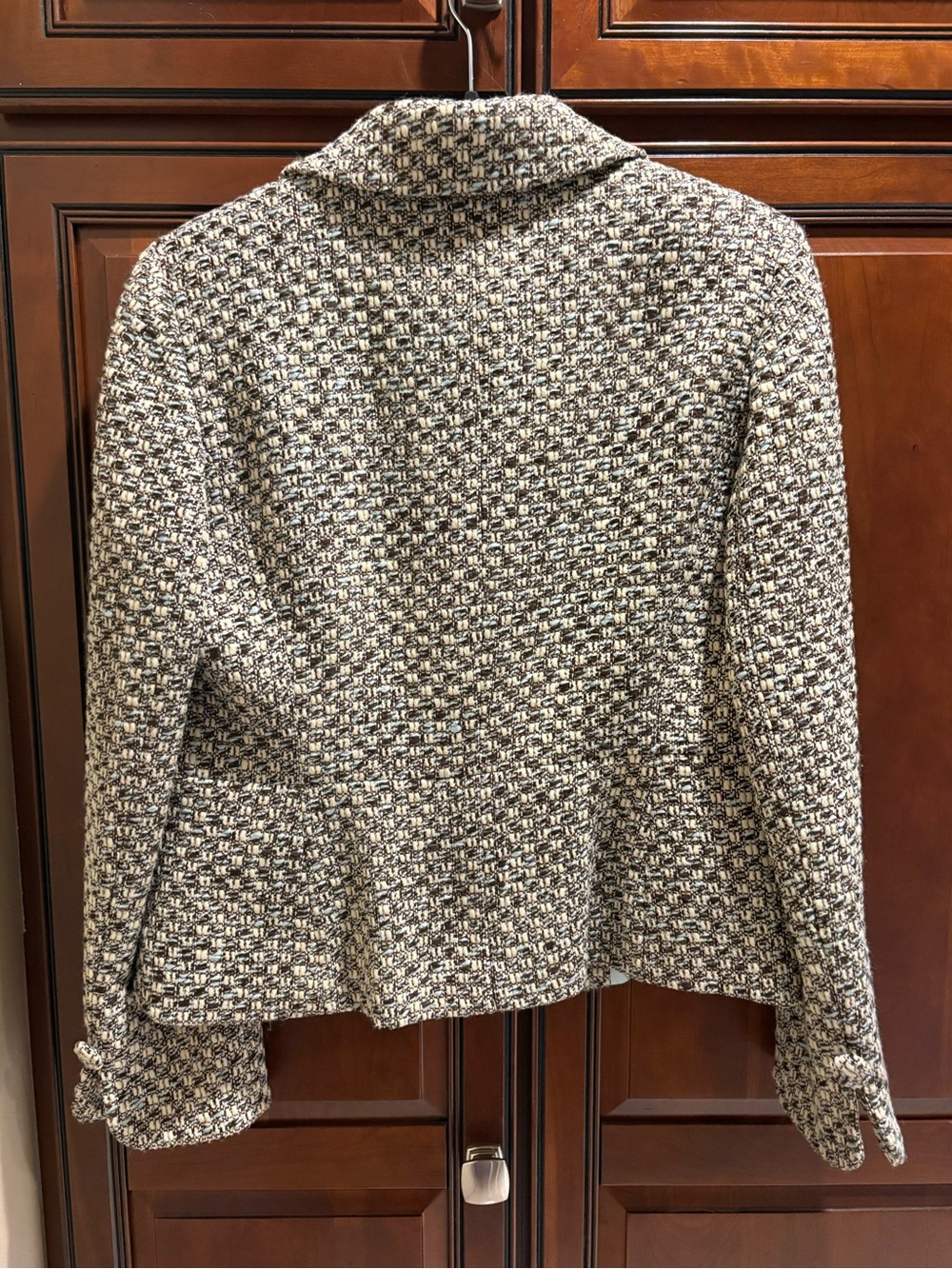 Loft 3 Button Tweed Wool Blue Black Cream Blazer - 12 - Picture 10 of 12